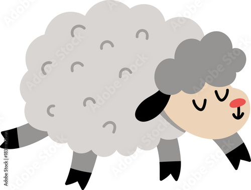 Vector sheep icon. Cute smiling farm animal isolated on white background. Adorable ewe illustration for kids. Funny spring or Easter village character