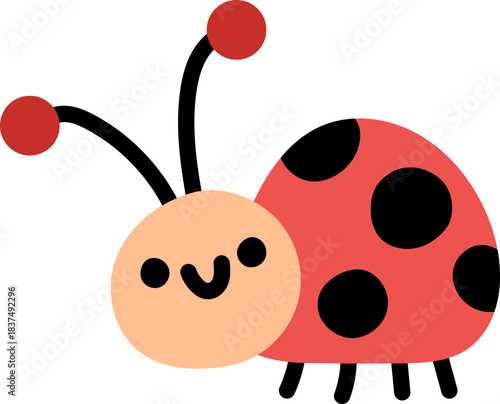 Vector cute ladybug icon. Adorable ladybird clipart. Funny woodland, forest or garden red winged insect. Cute spring bug illustration for kids isolated on white background