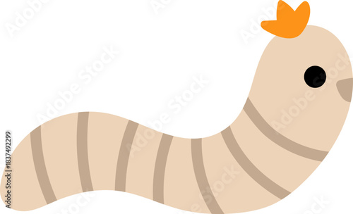 Vector cute crawling worm icon. Funny woodland insect. Cute forest, farm, garden bug illustration for kids isolated on white background. Easter village character clipart