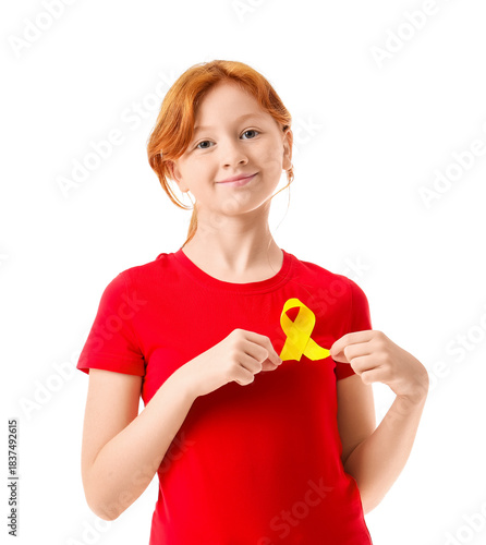 Teenage girl with yellow ri...