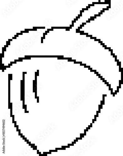 Acorn 8-bit pixel icon. Vector illustration.