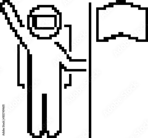 Astronaut 8-bit pixel icon. Vector illustration.
