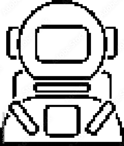 Astronaut 8-bit pixel icon. Vector illustration.