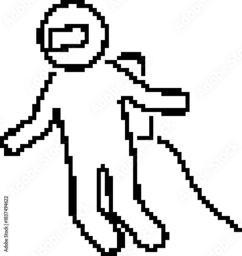 Astronaut 8-bit pixel icon. Vector illustration.