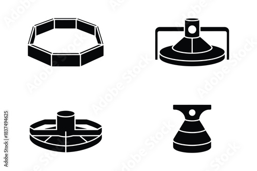 Vector illustration of various abstract industrial parts design.
