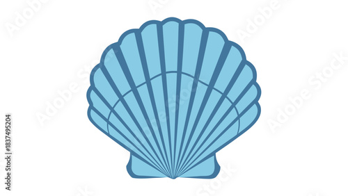 A Light Blue Scallop Shell Icon on a Black Background Simple and Clean Design representing the Ocean and Marine Life