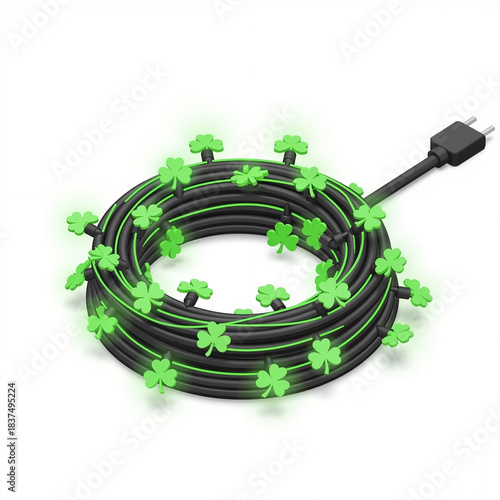 Green shamrock LED string lights for St Patricks Day home decoration