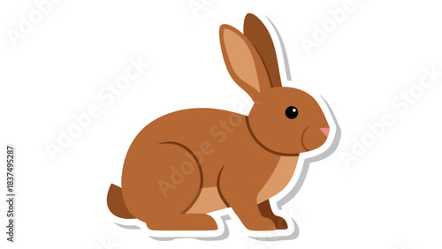 A Realistic Brown Rabbit Sitting On A Black Background With A White Outline And Shadow Isolated Studio Shot