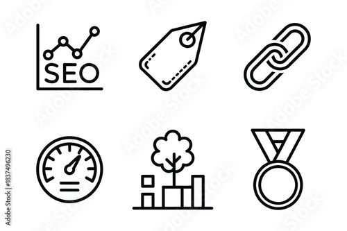 Digital marketing and seo vector line icons for online success