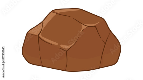 A simple brown rock with sharp edges and a rough texture isolated on a black background suitable for graphics and design