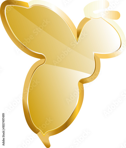 bee gold icon. Isolated on transparent background.