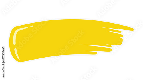 A Vibrant Yellow Brush Stroke Against a Stark Black Background with a Subtle White Outline Emphasizing its Texture and Shape