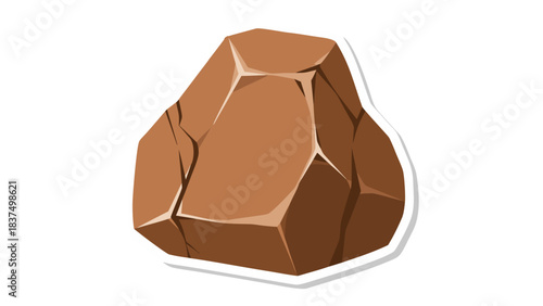 A Textured Brown Rock with Sharp Edges on a Black Background with a White Outline and Subtle Shadows