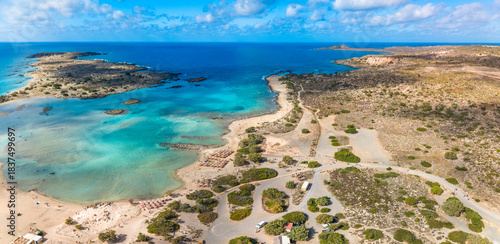 Aerial view of Elafonissi beach, Crete, Greece