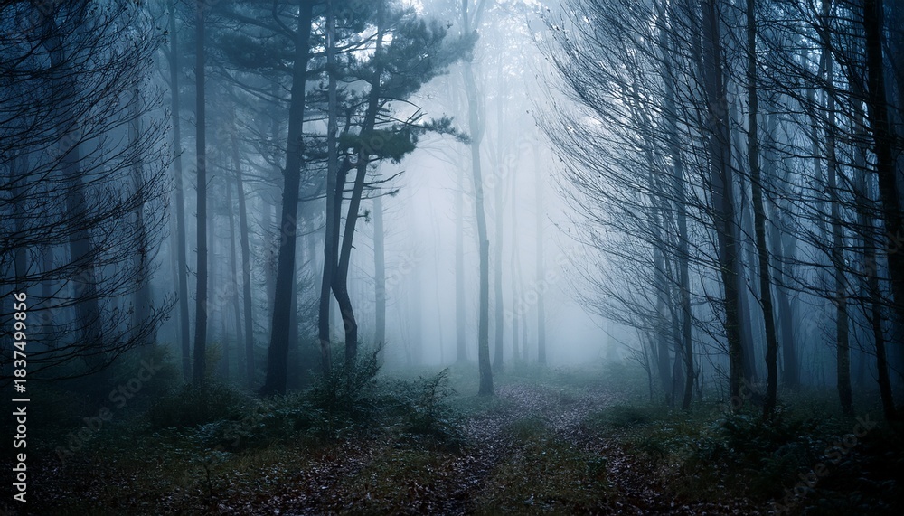 Obraz premium An Eerie Photograph Of Misty Woodland