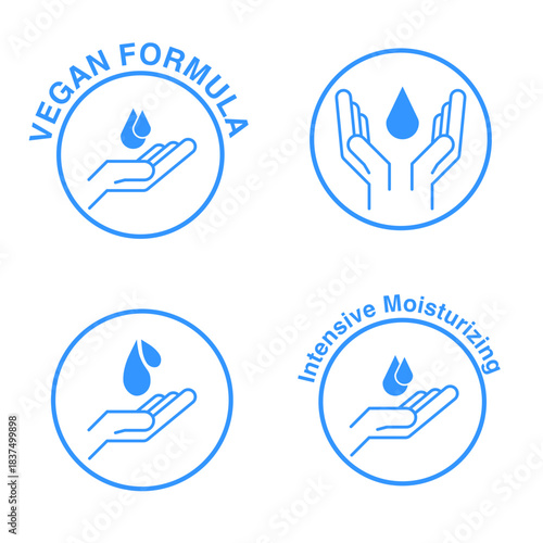 Moisturizing hand washing line outline icons. Moisturizer cream icons. Hand soap icon.