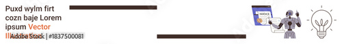 Artificial intelligence, digital security, creativity, innovation, data protection, technology. A robot with icons of security and an idea lightbulb. Artificial intelligence and digital security