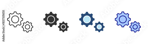 Cog Icon Set. Designed In Multi Style