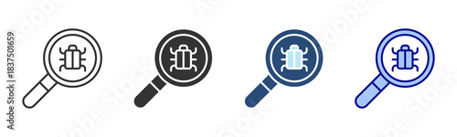 Bug Icon Set. Designed In Multi Style