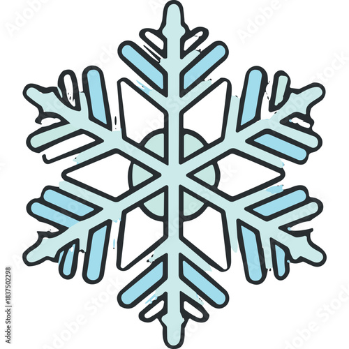A Stylized Light Blue Snowflake Illustration With A Dark Outline Against A Black Background Representing Winter Weather And Cold
