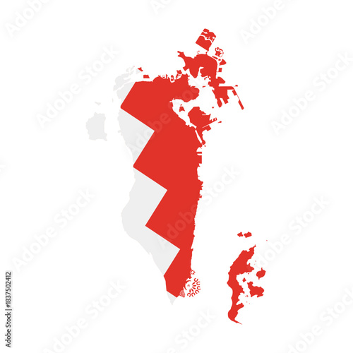 Bahrain flag in map shape vector design on white background