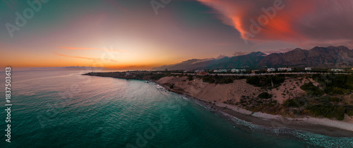 Fototapeta Naklejka Na Ścianę i Meble -  Crete - Orthi Ammos beach with huge sand dunes. Sfakia district, region of Chania