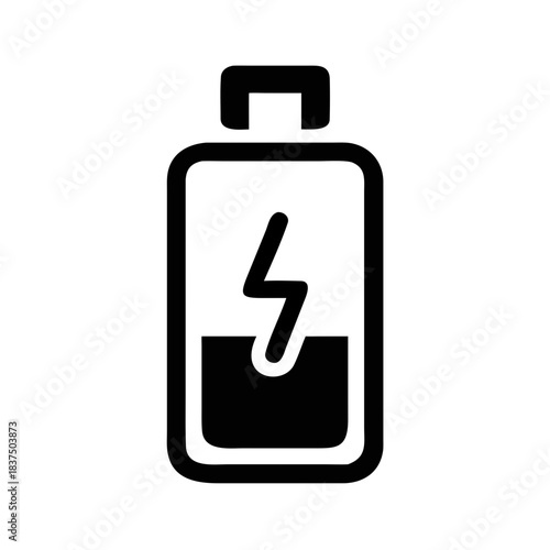 Low battery icon with lightning bolt symbol on a white background