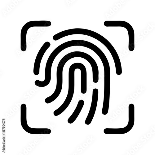 Biometric fingerprint scanning icon for secure identity verification and authentication purposes online