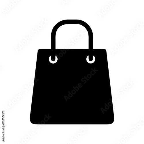 Simple Black Handbag Icon with White Background for Fashion and Shopping Concepts