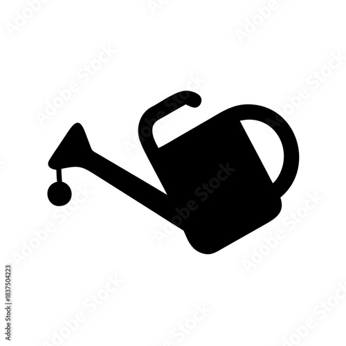 Black Silhouette of a Watering Can with Long Spout and Handle