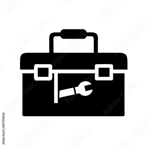 Toolbox icon with wrench, symbolizing repair and maintenance services, tools and equipment