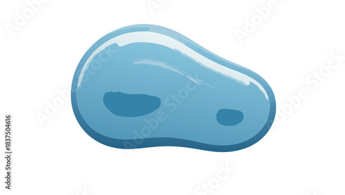 Abstract amorphous blob of light blue translucent liquid with internal darker blue shapes and highlights on a black background representing a simple science or game element
