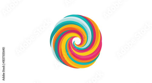 Colorful spiral design with vibrant hues and captivating visual appeal on white background.