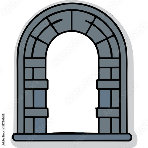 Arched Stone Gateway With Rough Hewn Gray Blocks and Detailed Construction in Daytime Lighting