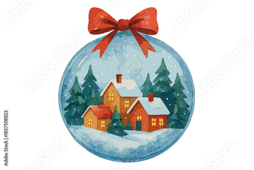 Christmas seasonal flat icon set. featuring snow globe, gift, tree, bell, stocking, and wreath symbols