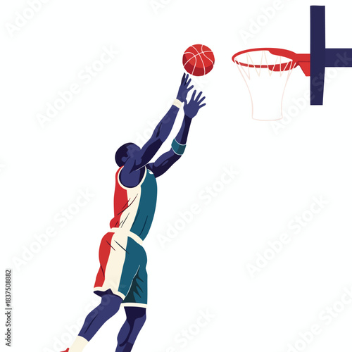 Basketball Player Dunking Ball into Hoop