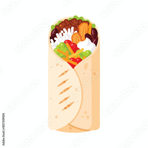 Delicious Wrap with Fresh Vegetables and Meat