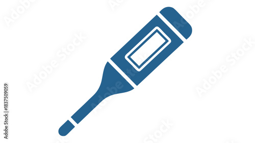 Blue Digital Thermometer Icon on Black Background Measuring Temperature Health Care Medical Device Concept