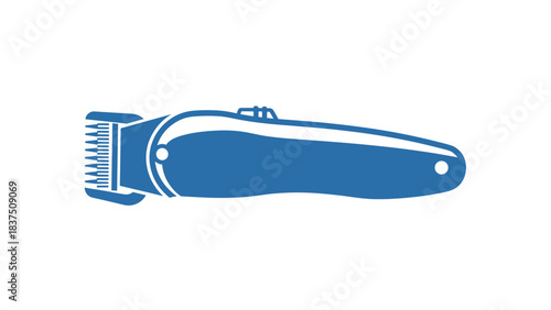 Blue Electric Hair Clipper Clipping Tool on Black Background Professional Haircutting Device Barber Equipment Symbol