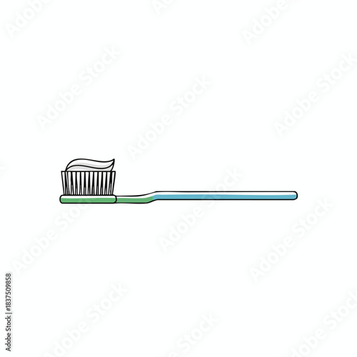 Toothbrush with Toothpaste on Bristles
