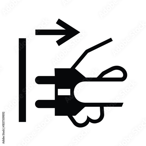 Disconnect Mains Plug Icon – Electrical Outlet Safety Symbol