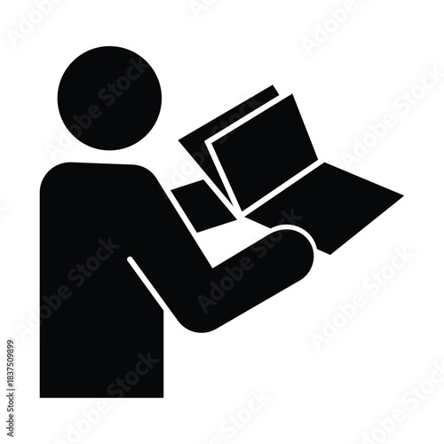 Reading Icon – Stylized Figure with Open Book