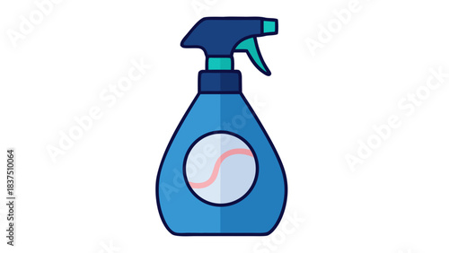 Blue Spray Bottle With Teal Trigger And Label Isolated On Black Background Vector Illustration