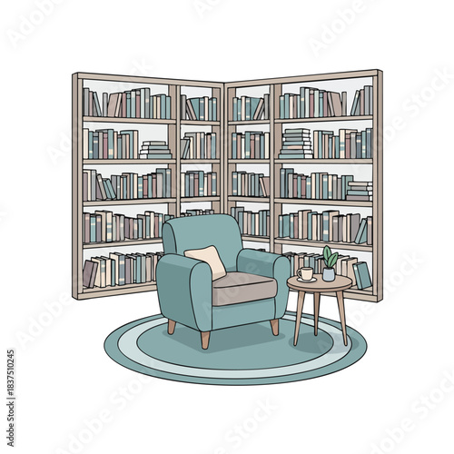 Cozy Reading Nook with Bookshelves