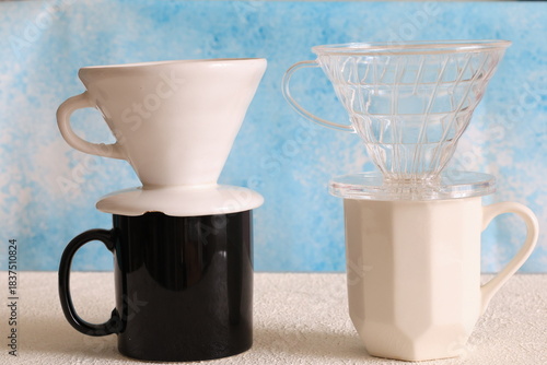 Close-Up of Coffee Brewers on a White Background