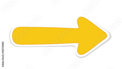 Bright Yellow Arrow Pointing Forward on a Clean Black Background with White Outline and Soft Shadow Indicating Direction and Movement