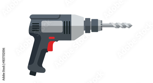 Powerful electric drill with a sharp drill bit ready for construction work and projects.