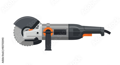 Powerful electric angle grinder tool for cutting and grinding metal materials.