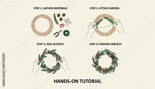 A handson tutorial showcasing the stepbystep process of making a decorative wreath from seasonal materials.