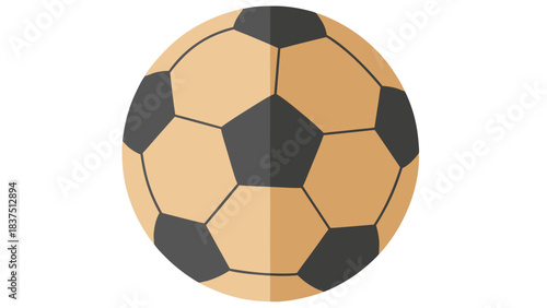 Classic soccer ball with brown and black panels against a solid black background symbolizing sports and competition
